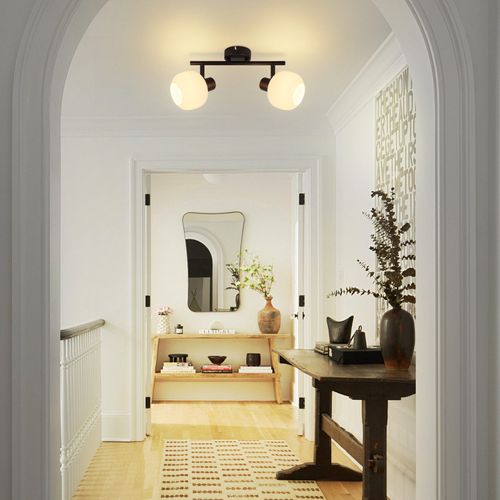 Spot De Plafond 2 Lumières E14 Verre Abat-jour Lampe De Plafond Vintage