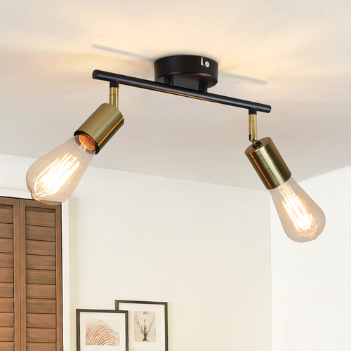 Spot De Plafond 3 Lumière Vintage E27 Spot Noir Design Industriel Artistique