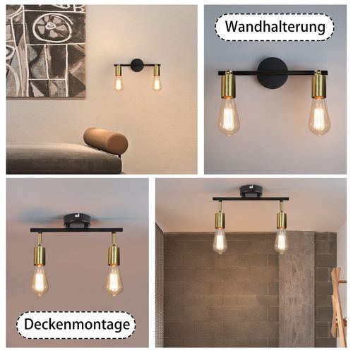 Spot De Plafond 3 Lumière Vintage E27 Spot Noir Design Industriel Artistique