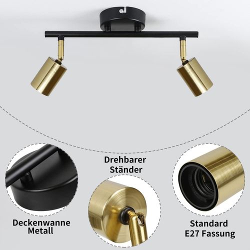 Spot De Plafond 3 Lumière Vintage E27 Spot Noir Design Industriel Artistique