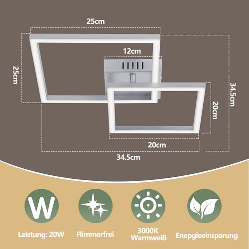 Plafonnier Salon LED Plafonnier Chambre Moderne 20w 3000k Intérieur Blanc Chaud