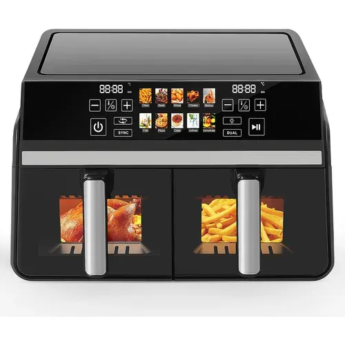 Friteuse Sans Huile Dual Zone 10L XXL Air fryer 2200 W Écran Tactile Compatible Lave-vaisselle