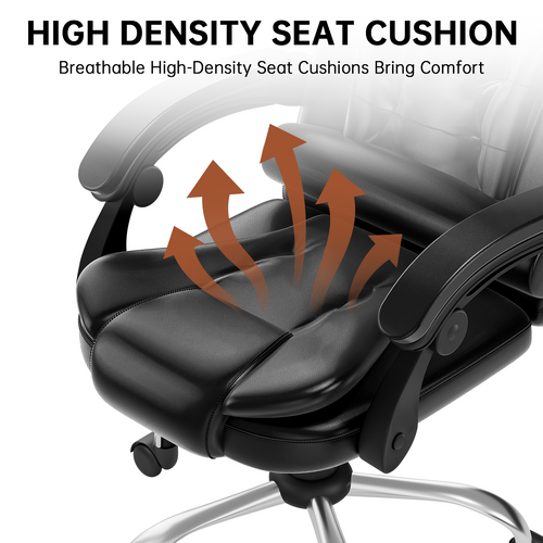 Fauteuil De Bureau Ergonomique Avec Dossier Haut Et Fonction D'inclinaison Réglable - Noir