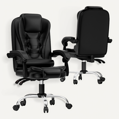 Fauteuil De Bureau Ergonomique Avec Dossier Haut Et Fonction D'inclinaison Réglable - Noir