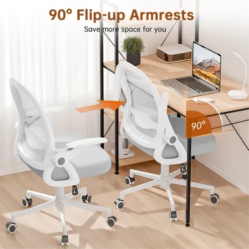 Chaise De Bureau Ergonomique En Maille, Accoudoirs Relevables, Support Lombaire - Gris