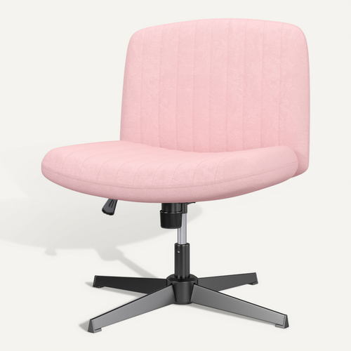 Chaise De Bureau Pivotante En Velours, Sans Accoudoirs, Hauteur Réglable - Rose