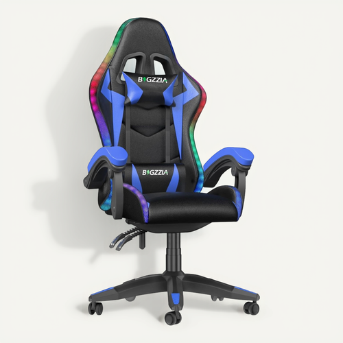 Chaise Gaming, Fauteuil Gamer Avec éclairage LED Rgb, chaise De Jeu, Bleu