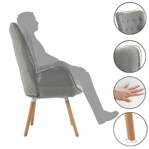 Fauteuil Scandinave En Tissu Gris Et Des Pieds En Bois Massif