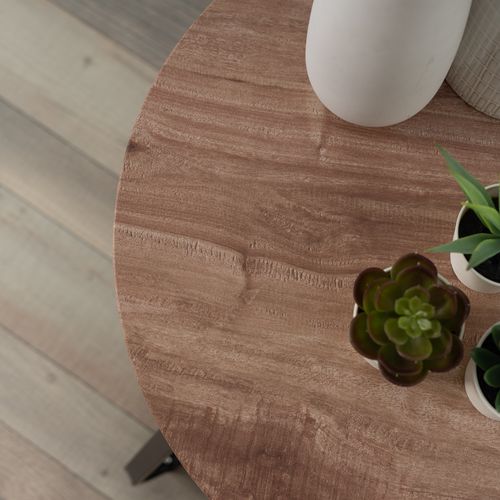 Table D'appoint Scandinave Ronde Bouts De Canapé Design À 2 Niveaux Guéridon, Beige