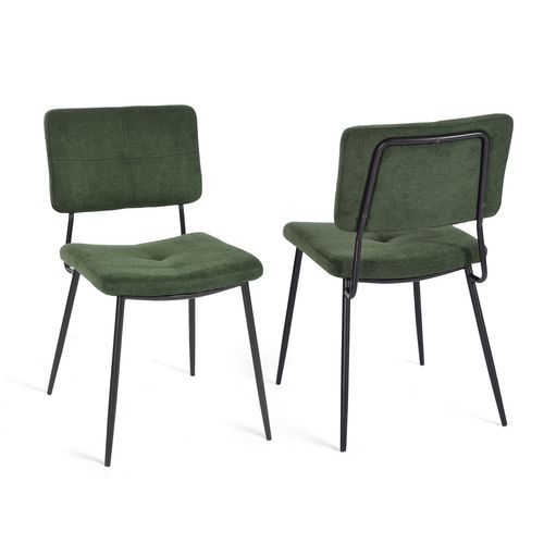 Lot De 2 Chaises De Salle À Manger Avec Dossier Assise Rembourrée En Tissu, Vert