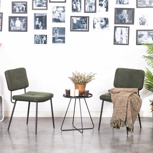 Lot De 2 Chaises De Salle À Manger Avec Dossier Assise Rembourrée En Tissu, Vert