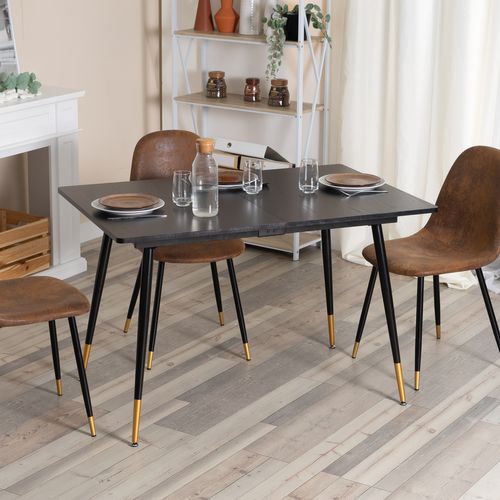 Table De Salle À Manger Extensible 4 A 6 Personnes 120-160x80x75cm, Noir