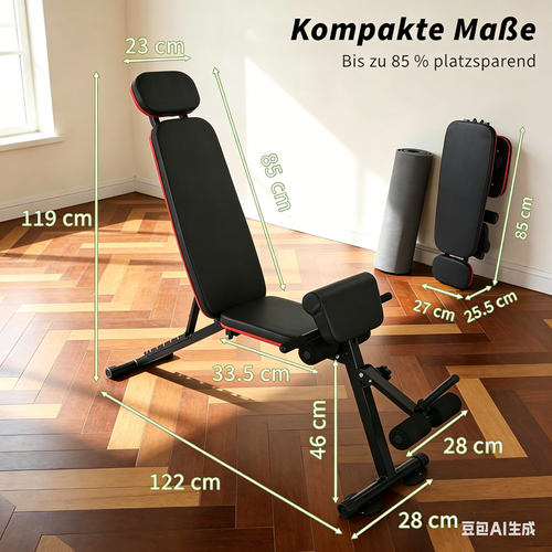 Banc De Musculation Réglable Noir Multifonction 7 En 1 Pour Entraînement Complet