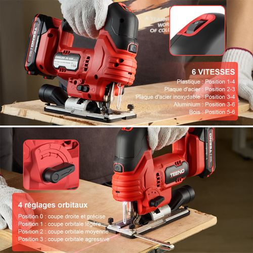 Scie Sauteuse Sans Fil Pour Batterie Makita 20 V, 800-3000 Spm Scie Sauteuse Laser Avec 5 Lames,