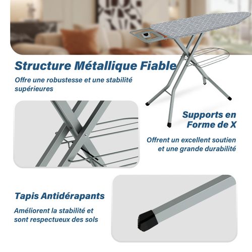 Table à Repasser, planche à Repasser Pliable, pour Centrale Vapeur, système Anti-fermeture