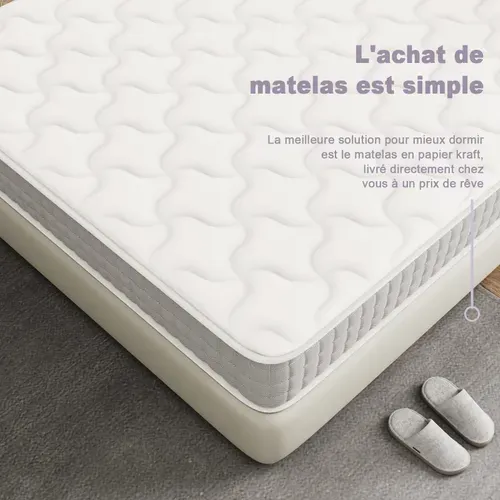 Ensemble Matelas Ressorts 90x190 Cm  Epaisseur 20 cm + sommier déco