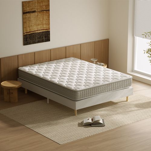 Ensemble Matelas Ressorts 140x190 cm Epaisseur 20 cm + Sommier déco