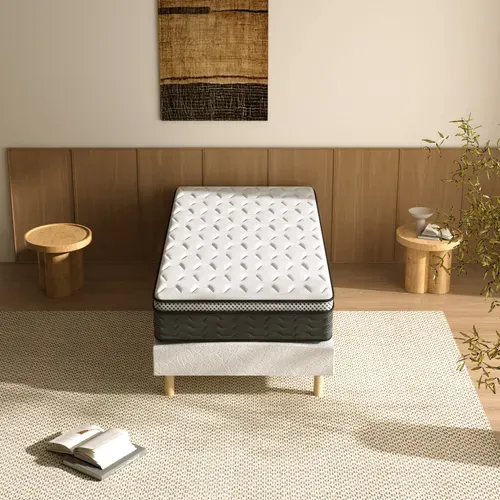Ensemble Matelas Ressorts 90x190 Cm Epaisseur 25 cm + sommier déco