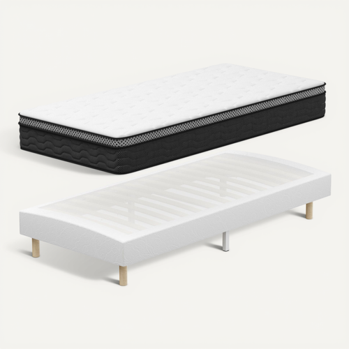 Ensemble Matelas Ressorts 90x190 Cm Epaisseur 25 cm + sommier déco