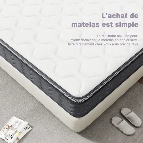 Ensemble Matelas Ressorts 90x190 Cm Epaisseur 25 cm + sommier déco