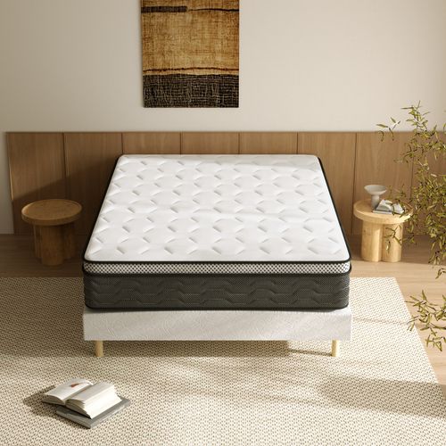 Ensemble Matelas Ressorts 160x200 cm Epaisseur 25 cm + Sommier déco