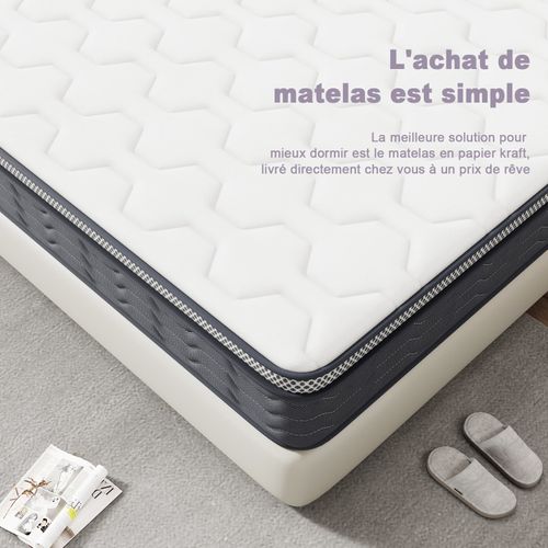 Ensemble Matelas Ressorts 160x200 cm Epaisseur 25 cm + Sommier déco