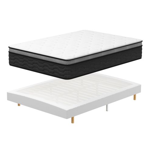 Ensemble Matelas + Sommier 140x190 Cm, épaisseur Du Matelas 30cm