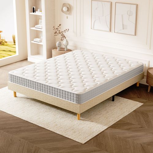 Ensemble Matelas Ressorts 140x190 Cm Epaisseur 20 Cm + Sommier Déco