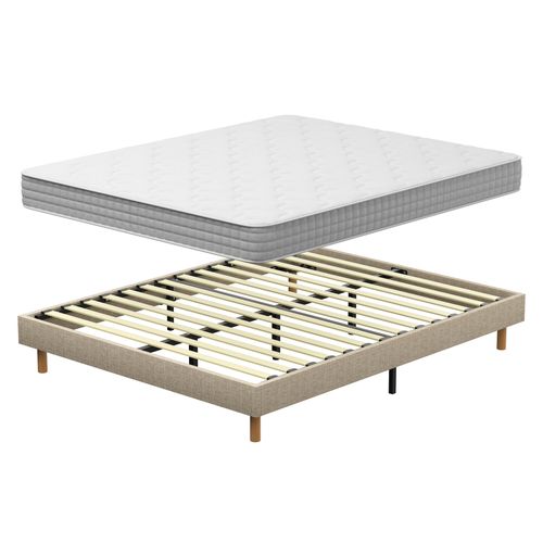 Ensemble Matelas Ressorts 140x190 Cm Epaisseur 20 Cm + Sommier Déco