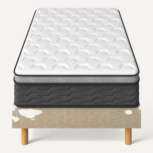 Ensemble Matelas Ressorts 90x190 Cm Epaisseur 25 Cm + Sommier Déco