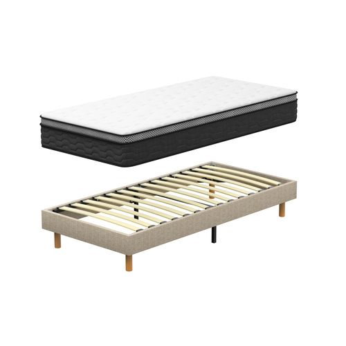 Ensemble Matelas Ressorts 90x190 Cm Epaisseur 25 Cm + Sommier Déco