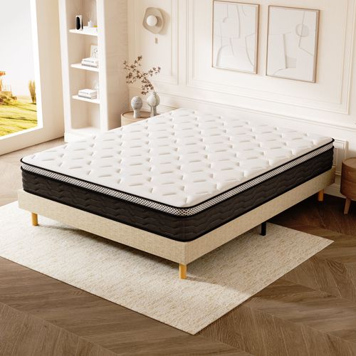 Ensemble Matelas Ressorts 140x190 Cm Epaisseur 30 Cm + Sommier Déco