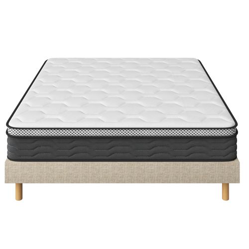 Ensemble Matelas Ressorts 140x190 Cm Epaisseur 30 Cm + Sommier Déco