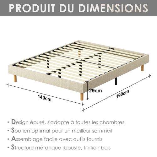 Ensemble Matelas Ressorts 140x190 Cm Epaisseur 30 Cm + Sommier Déco