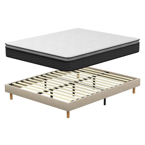 Ensemble Matelas Ressorts 160x200 Cm Epaisseur 30 Cm + Sommier Déco