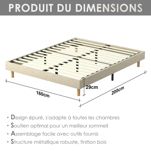 Ensemble Matelas Ressorts 160x200 Cm Epaisseur 30 Cm + Sommier Déco