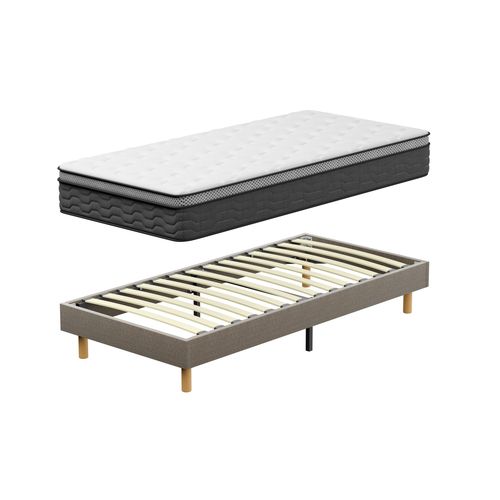 Ensemble Matelas Ressorts 90x190 Cm Epaisseur 25 Cm + Sommier Déco