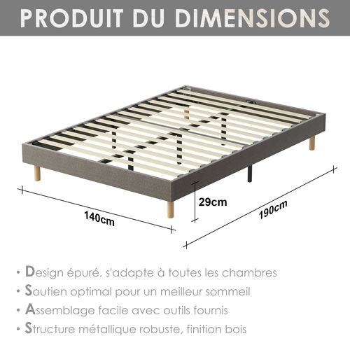 Ensemble Matelas Ressorts 140x190 Cm Epaisseur 25 Cm + Sommier Déco