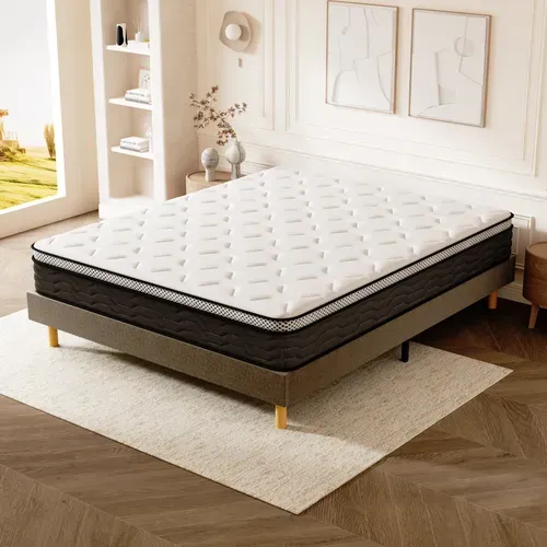 Ensemble Matelas Ressorts 140x190 Cm Epaisseur 25 Cm + Sommier Déco