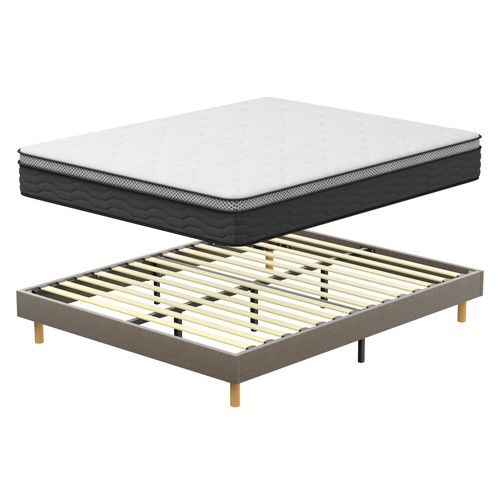 Ensemble Matelas Ressorts 160x200 Cm Epaisseur 30 Cm + Sommier Déco