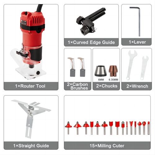 Défonceuse Affleureuse Électrique 800w 31000 Rpm Avec Housse Anti Poussière, Affleureuse à Bois