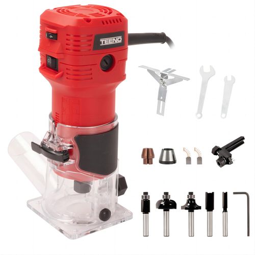 Affleureuse électrique 650w 15000-32000 Rpm Avec Housse Anti Poussière, Affleureuse à Bois Avec 5
