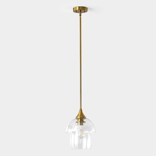 Suspension Dorée Lustre Avec Abatjour Double En Verre Transparent — free download