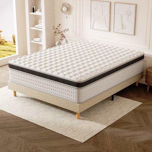 Ensemble Matelas Ressort 140x200 Cm, Accueil Mémoire De Forme, épaisseur 25cm + Sommier