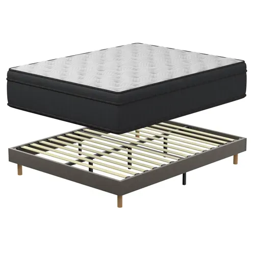 Ensemble Matelas 140x190 Cm, Accueil Mémoire De Forme, épaisseur 25cm + Sommier