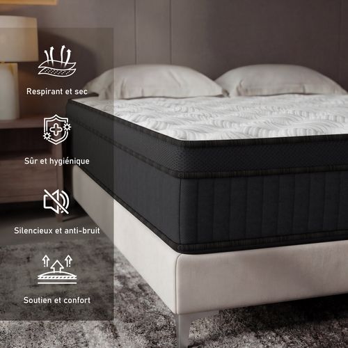 Ensemble Matelas 140x190 Cm, Accueil Mémoire De Forme, épaisseur 25cm + Sommier
