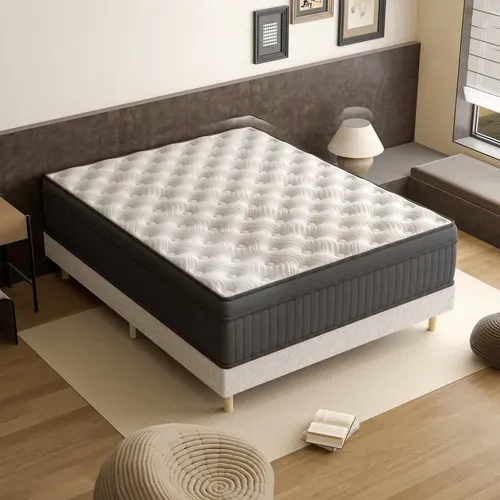 Ensemble Matelas Ressorts + Sommier 160x200 Cm, Accueil Mémoire De Forme, épaisseur 25cm