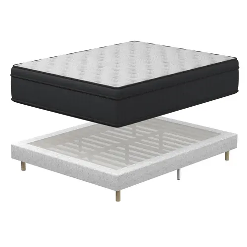 Ensemble Matelas Ressorts + Sommier 160x200 Cm, Accueil Mémoire De Forme, épaisseur 25cm
