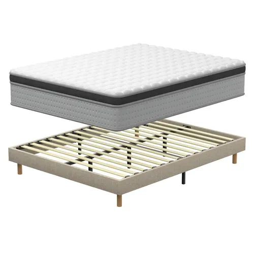 Ensemble Matelas Ressort 160x200 Cm + Sommier, Accueil Mémoire De Forme, épaisseur 25cm