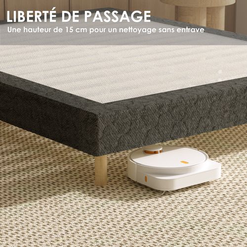 Sommier déco 120x190 Cm en kit, 9 Pieds, 2x14 Lattes